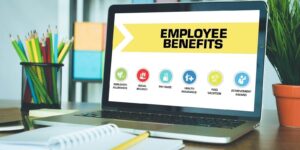 employee benefits concept on laptop screen