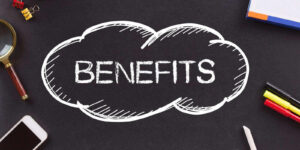 benefits written on chalkboard