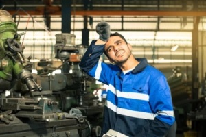 hard working employee in a manufacturing plant