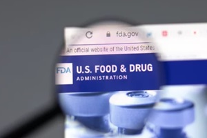 FDA US Food and Drug website in browser with company logo